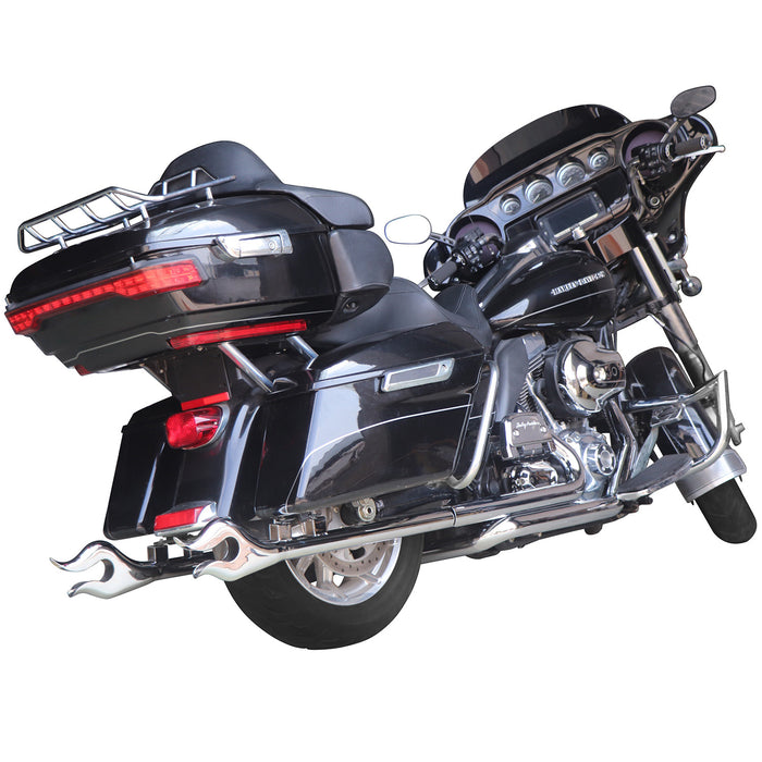 Iron Growl Classic Flame Fishtail Mufflers for Harley Davidson Touring Exhaust 1995-2016 Models