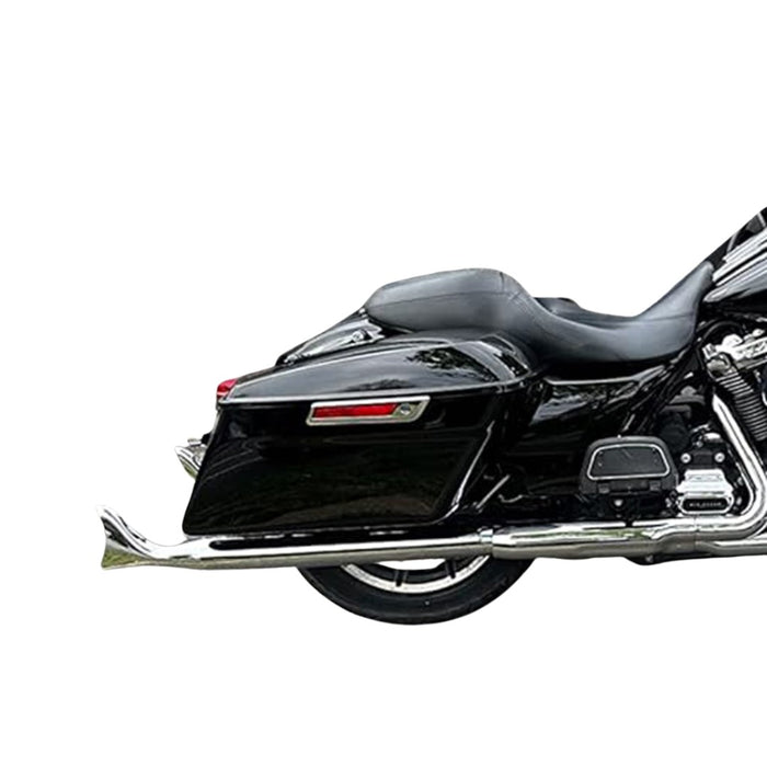 Chrome Fishtail Slip-On Muffler Exhaust for Harley Touring (1995-2016) W/ BAFFLES